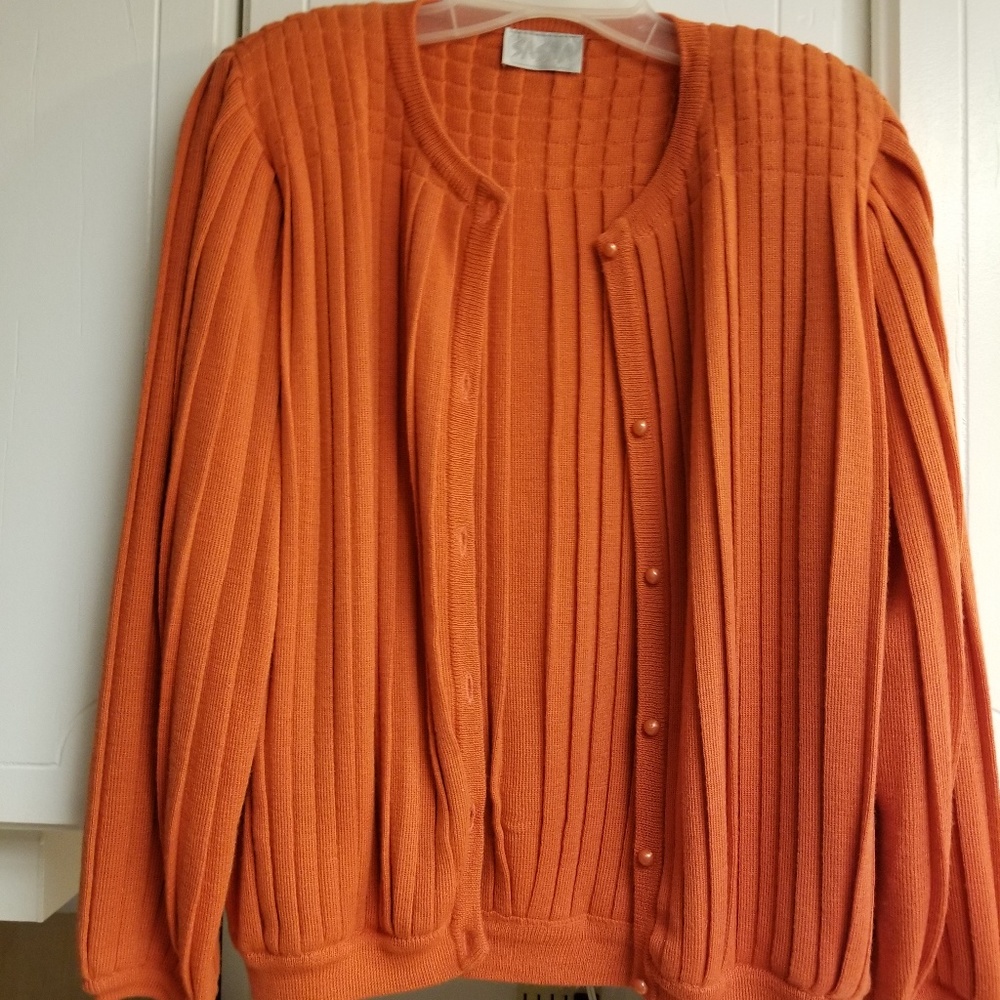 Orange Pleated Cardigan